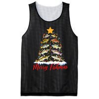 Merry Fishmas Funny Christmas Tree Lights Fish Fishing Rod Mesh Reversible Basketball Jersey Tank