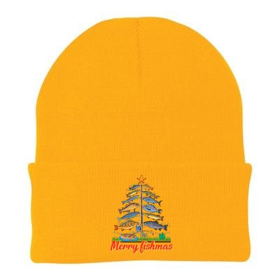 Merry Fishmas Funny Fisher Christmas Tree Fishing Pajama Knit Cap Winter Beanie