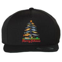 Merry Fishmas Funny Fisher Christmas Tree Fishing Pajama Wool Snapback Cap