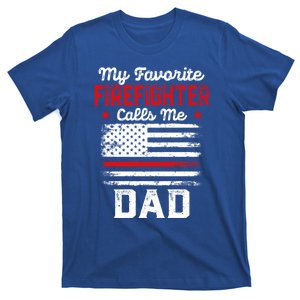 My Favorite Firefighter Calls Me Dad Thin Red Retro Line Gift T-Shirt