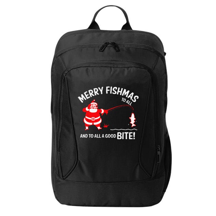 Merry Fishmas Funny Fish Fishing Fisherman Christmas Xmas City Backpack