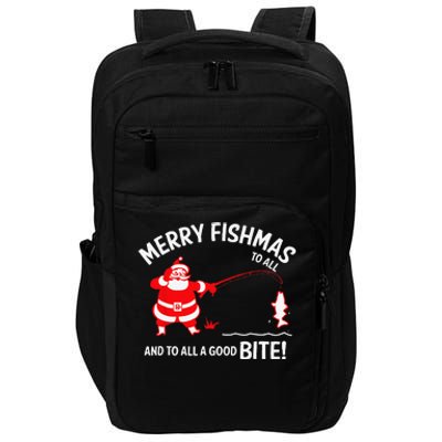 Merry Fishmas Funny Fish Fishing Fisherman Christmas Xmas Impact Tech Backpack