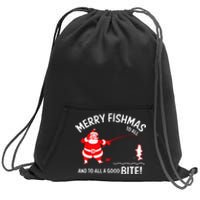 Merry Fishmas Funny Fish Fishing Fisherman Christmas Xmas Sweatshirt Cinch Pack Bag