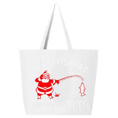 Merry Fishmas Funny Fish Fishing Fisherman Christmas Xmas 25L Jumbo Tote