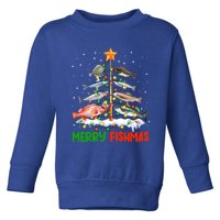 Merry Fishmas Funny Christmas Tree Lights Fish Fishing Rod Gift Toddler Sweatshirt