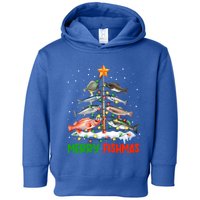 Merry Fishmas Funny Christmas Tree Lights Fish Fishing Rod Gift Toddler Hoodie