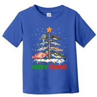 Merry Fishmas Funny Christmas Tree Lights Fish Fishing Rod Gift Toddler T-Shirt