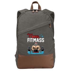 Merry Fitmas Funny Weightlifting Gym Christmas Bodybuilding Tank Top Cotton Canvas Backpack