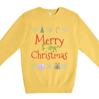 Merry Fucking (Fing) Christmas Funny Sarcastic Quote Premium Crewneck Sweatshirt