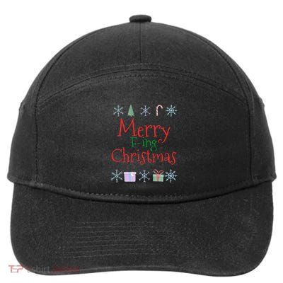 Merry Fucking (Fing) Christmas Funny Sarcastic Quote 7-Panel Snapback Hat