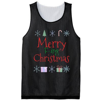 Merry Fucking (Fing) Christmas Funny Sarcastic Quote Mesh Reversible Basketball Jersey Tank