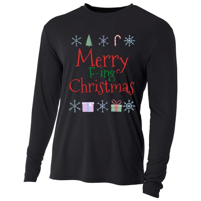 Merry Fucking (Fing) Christmas Funny Sarcastic Quote Cooling Performance Long Sleeve Crew