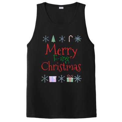 Merry Fucking (Fing) Christmas Funny Sarcastic Quote PosiCharge Competitor Tank