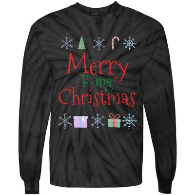 Merry Fucking (Fing) Christmas Funny Sarcastic Quote Tie-Dye Long Sleeve Shirt