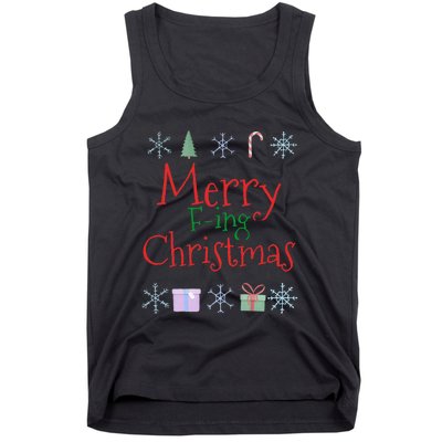 Merry Fucking (Fing) Christmas Funny Sarcastic Quote Tank Top