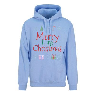 Merry Fucking (Fing) Christmas Funny Sarcastic Quote Unisex Surf Hoodie