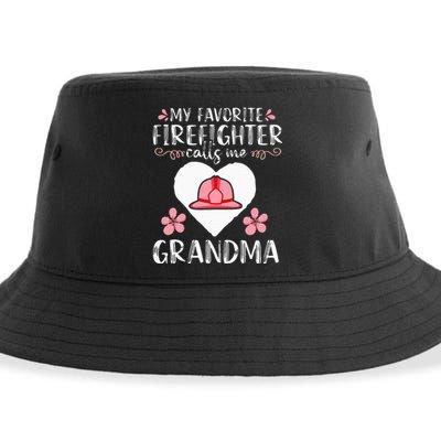 My Favorite Firefighter Calls Me Grandma Mom Women Cute Gift Sustainable Bucket Hat