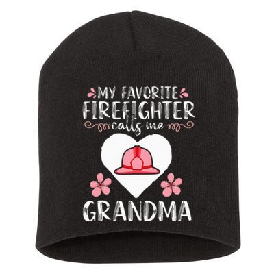 My Favorite Firefighter Calls Me Grandma Mom Women Cute Gift Short Acrylic Beanie