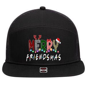 Merry Friendsmas Friends Christmas Matching Xmas Gift 7 Panel Mesh Trucker Snapback Hat