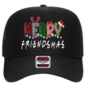 Merry Friendsmas Friends Christmas Matching Xmas Gift High Crown Mesh Back Trucker Hat