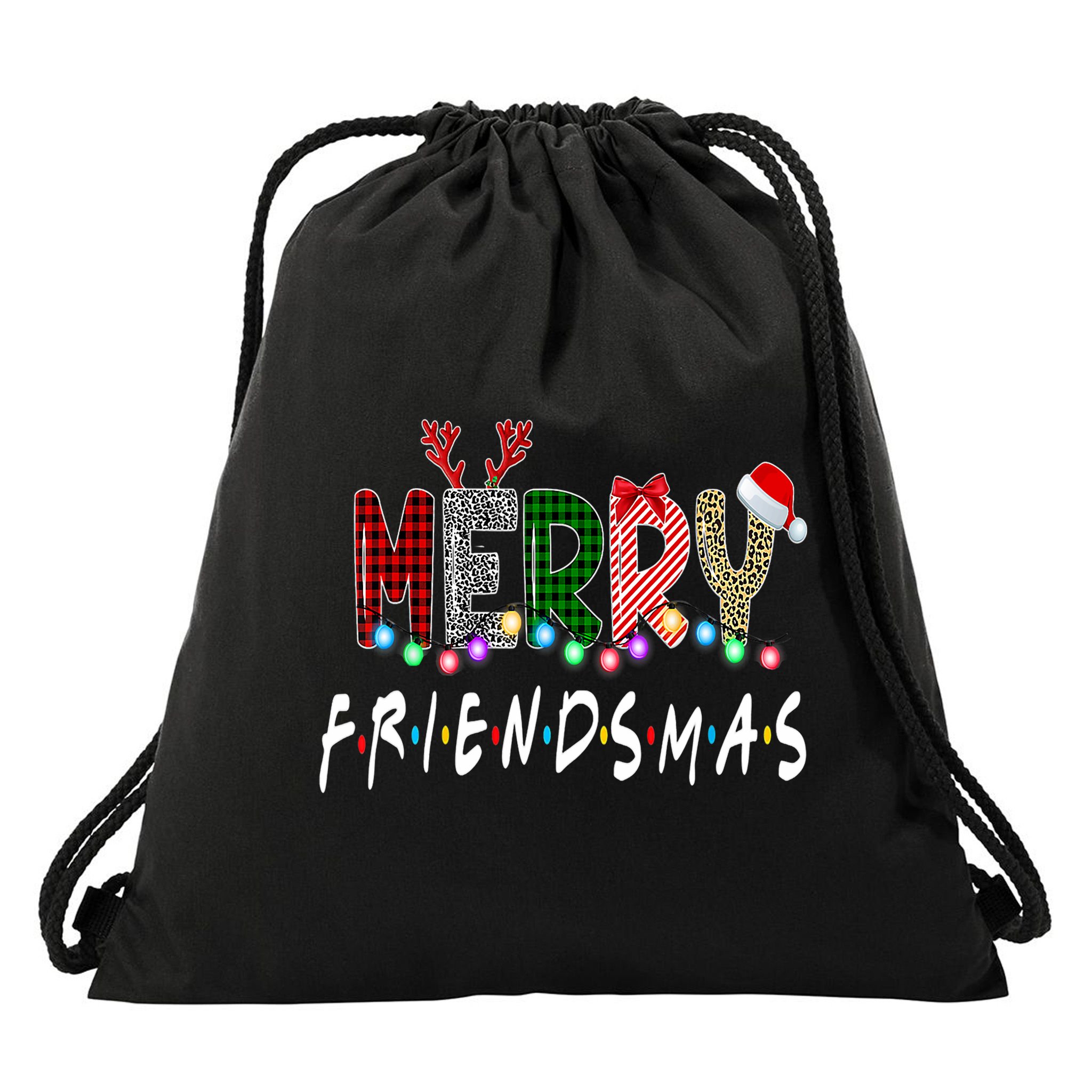 Merry Friendsmas Friends Christmas Matching Xmas Gift Drawstring Bag