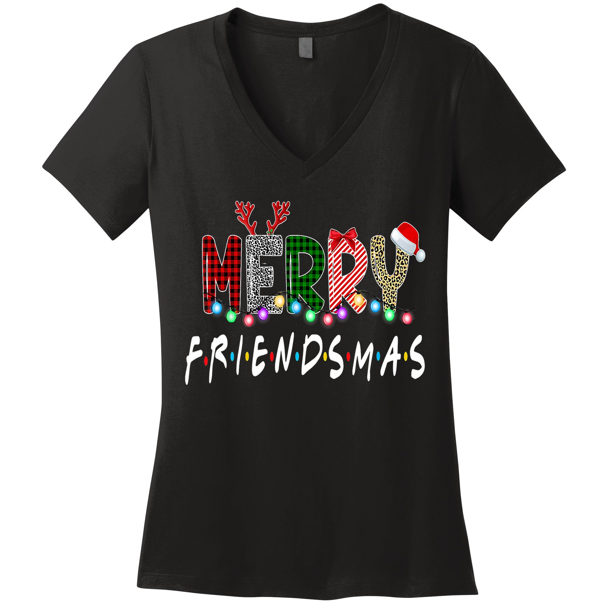 Merry Friendsmas Friends Christmas Matching Xmas Gift Women's V-Neck T-Shirt