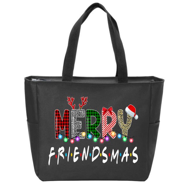 Merry Friendsmas Friends Christmas Matching Xmas Gift Zip Tote Bag