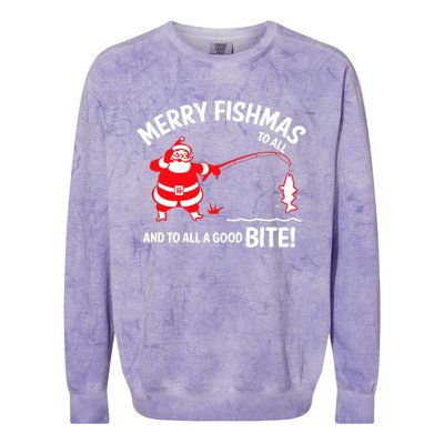 Merry Fishmas Funny Fish Fishing Fisher Christmas Xmas Cute Gift Colorblast Crewneck Sweatshirt