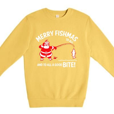 Merry Fishmas Funny Fish Fishing Fisher Christmas Xmas Cute Gift Premium Crewneck Sweatshirt