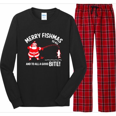 Merry Fishmas Funny Fish Fishing Fisher Christmas Xmas Cute Gift Long Sleeve Pajama Set