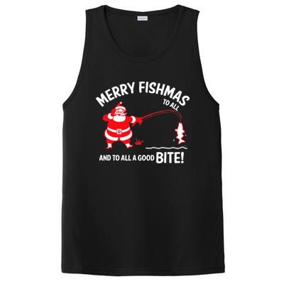 Merry Fishmas Funny Fish Fishing Fisher Christmas Xmas Cute Gift PosiCharge Competitor Tank