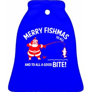 Merry Fishmas Funny Fish Fishing Fisher Christmas Xmas Cute Gift Ceramic Bell Ornament