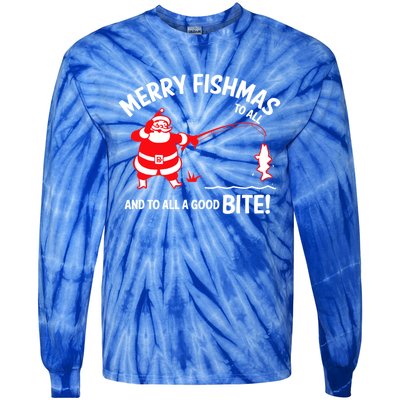 Merry Fishmas Funny Fish Fishing Fisher Christmas Xmas Cute Gift Tie-Dye Long Sleeve Shirt