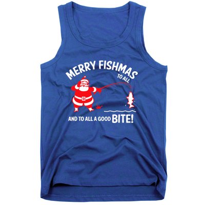 Merry Fishmas Funny Fish Fishing Fisher Christmas Xmas Cute Gift Tank Top