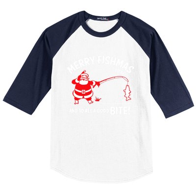 Merry Fishmas Funny Fish Fishing Fisher Christmas Xmas Cute Gift Baseball Sleeve Shirt