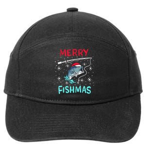 Merry Fishmas Funny Christmas Fishing Merry Fishmas 7-Panel Snapback Hat