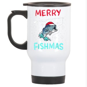 Merry Fishmas Funny Christmas Fishing Merry Fishmas Stainless Steel Travel Mug