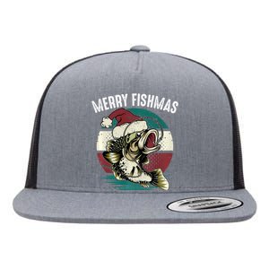 Merry Fishmas Funny Christmas Fishing Lover Fisherman Angler Flat Bill Trucker Hat