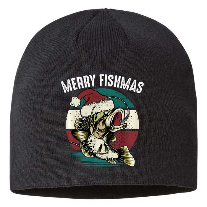 Merry Fishmas Funny Christmas Fishing Lover Fisherman Angler Sustainable Beanie