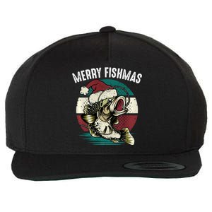 Merry Fishmas Funny Christmas Fishing Lover Fisherman Angler Wool Snapback Cap