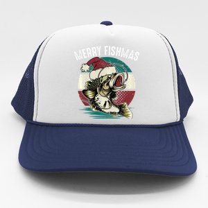 Merry Fishmas Funny Christmas Fishing Lover Fisherman Angler Trucker Hat