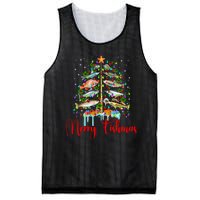 Merry Fishmas Funny Christmas Tree Lights Fish Fishing Rod Mesh Reversible Basketball Jersey Tank