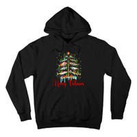 Merry Fishmas Funny Christmas Tree Lights Fish Fishing Rod Tall Hoodie