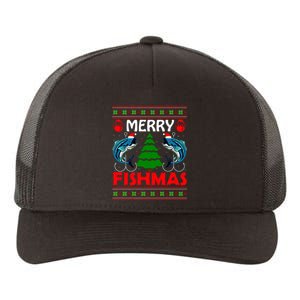 Merry Fishmas Funny Fish Fishing Ugly Christmas Yupoong Adult 5-Panel Trucker Hat