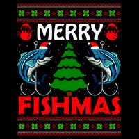 Merry Fishmas Funny Fish Fishing Ugly Christmas Cooling Performance Crew T-Shirt