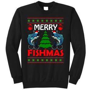 Merry Fishmas Funny Fish Fishing Ugly Christmas Sweatshirt