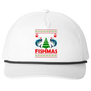 Merry Fishmas Funny Fish Fishing Ugly Christmas Snapback Five-Panel Rope Hat