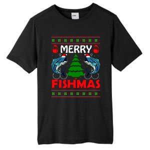 Merry Fishmas Funny Fish Fishing Ugly Christmas Tall Fusion ChromaSoft Performance T-Shirt