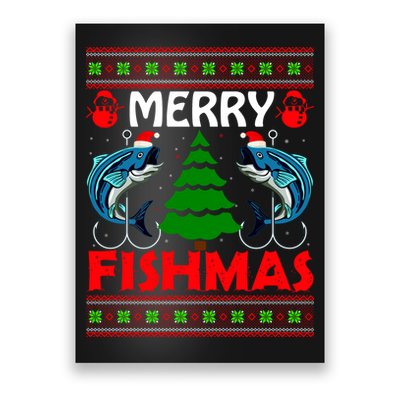 Merry Fishmas Funny Fish Fishing Ugly Christmas Poster