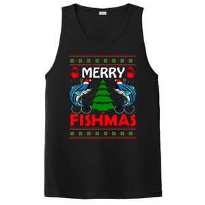 Merry Fishmas Funny Fish Fishing Ugly Christmas PosiCharge Competitor Tank